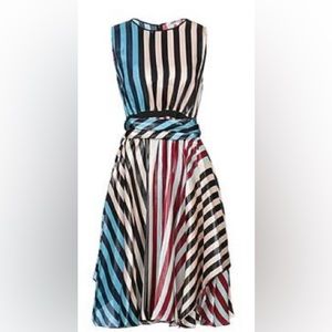 DVF metallic stripe midi silk dress